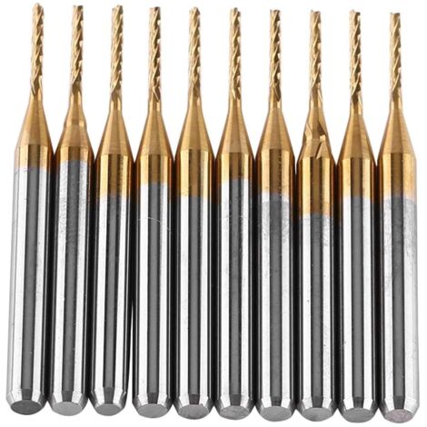 10 stücke Wolframkarbid-schaftfräser Titanbeschichtung Fräsen Gravur Bits Rotary Burrs Set 3,175 mm x 1 mm
