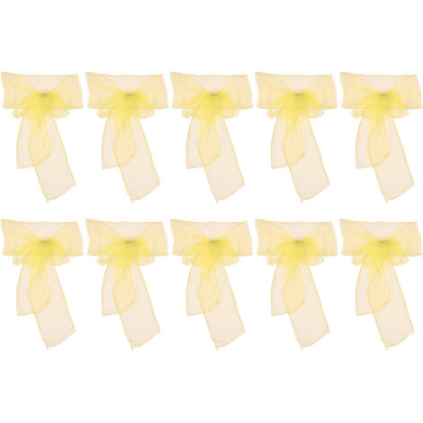 10 Stuhlschleifen aus Organza, dekorative Schärpen für Hochzeiten und Veranstaltungen – Leuchtend Gelb