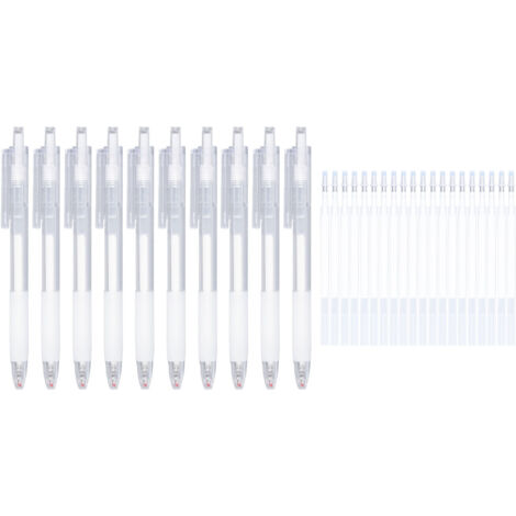 10 Stylos Colle Blanche 18S Séchage Rapide avec 20 Recharges pour Scrapbooking DIY