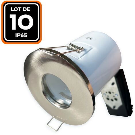 10 Support Spot BBC Alu Brossé IP65 avec Douille GU10