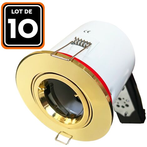 10 Support Spot BBC Orientable Dore IP20 avec Douille GU10