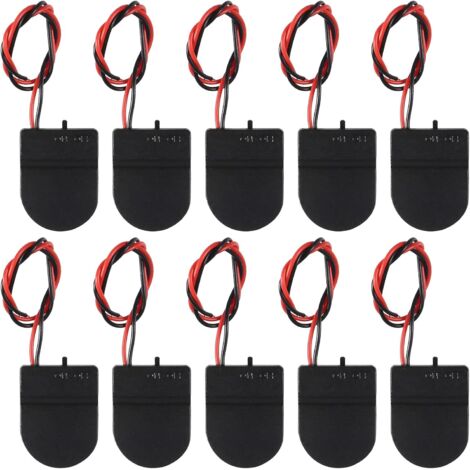 10 supports de piles CR2032, 1 boîtier de support pour pile bouton 3V avec fil et interrupteur marche/arrêt (noir)