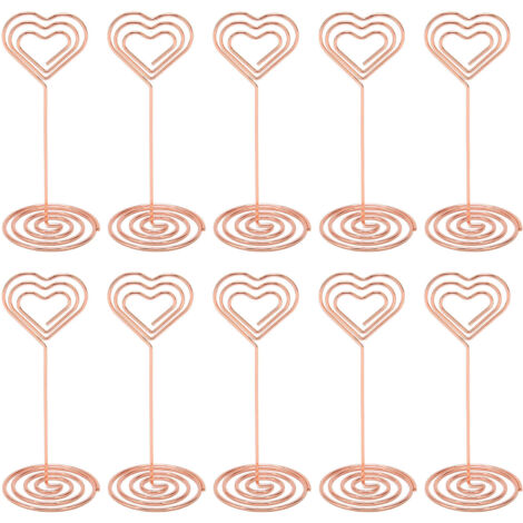 10 Supports Numérotés en Forme de Cœur à Base Stable, Porte-Cartes en Métal Doré Rose pour Mariage, Bureau ou Événement