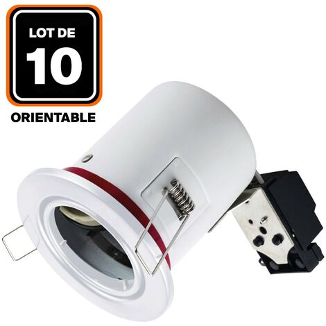 EUROPALAMP 10 Supports Spot BBC Orientable Blanc IP20 avec Douille GU10