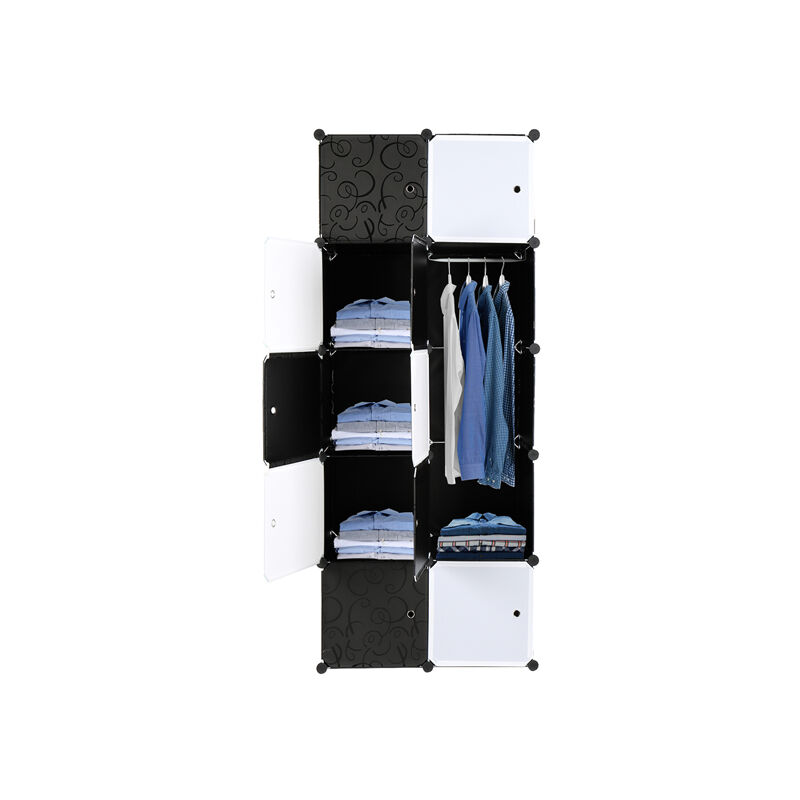 Dolaso - 10 étagères de rangement empilables en plastique pour organisateur de cubes, armoire de placard modulaire multifonctionnelle avec tige de