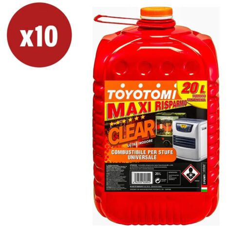 10 taniche da 20 litri di combustibile liquido "toyotomi clear" - totale di 200 litri