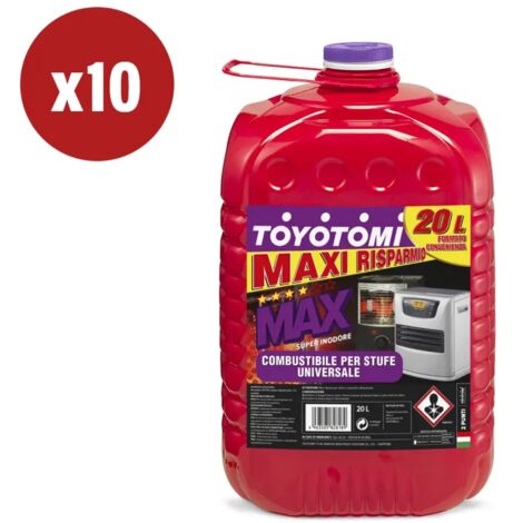 10 taniche da 20 litri di combustibile liquido "toyotomi max" - totale di 200 litri