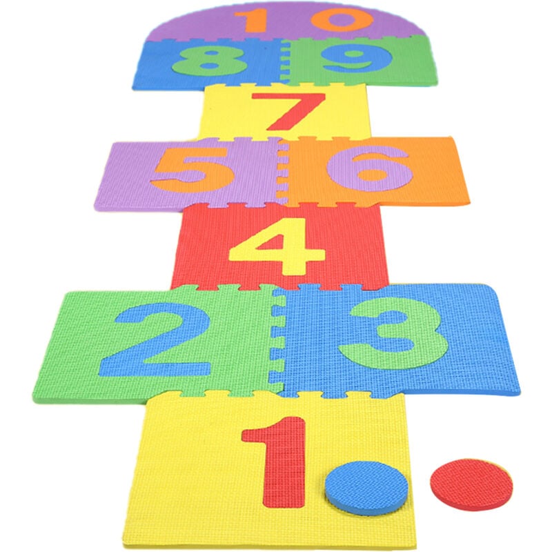 Basetbl - 10 tapis de marelle géante pour enfants (numéros 1-10), en mousse eva pour intérieur et extérieur