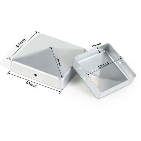 10 tappi per pali a forma di piramide, 100x100 mm, argento