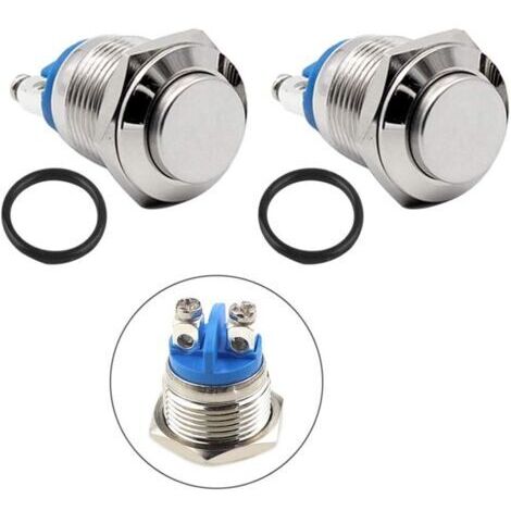 10 Tasti Premium con comutazione Momentanea, 16 mm, 2 poli, Tasto a testa cilindrica metallica con testa rialzata, Tasti con potenza di comutazione di 3 A / 250 V.