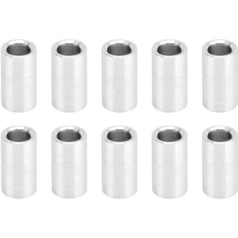 10-teiliger Aluminium-Dispenser, 6 mm Außendurchmesser, 10 mm lang, ungewindeter Ringabstandshalter, für Halterungen und Montage
