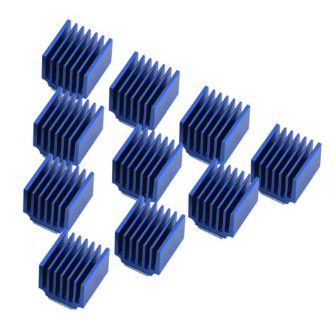 10-teiliger Aluminium-Kühlkörper mit Klebstoff für Schrittmotoren, 3D-Druckerkühlung, blau