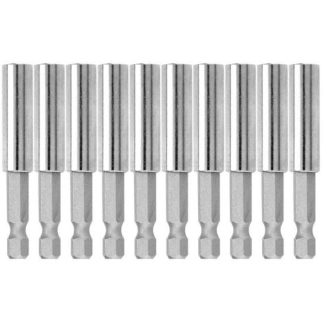 10-teiliger magnetischer Bithalter mit 1/4" (60 mm) Sechskantschaft, 60 mm Verlängerungsstangen und Schraubendreher