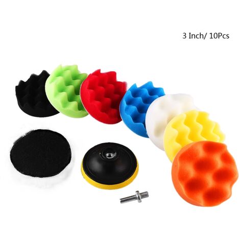 10-teiliges Autopolierscheiben-Set mit Bohrmaschinenadapter – 3 Zoll