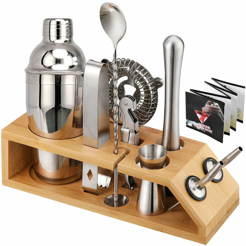 10-teiliges Bar-Cocktail-Set Getränkezubereitungs-Shaker-Kit Edelstahl Melang-Geschenk mit Bambusständer, Modell: Mehrfarbig 550 ml – Modell: | 07634066549932 10-teiliges Bar-Cocktail-Set Getränkezubereitungs-Shaker-Kit Edelstahl Melang-Geschenk mit Bambusständer, Modell: Mehrfarbig 550 ml – Modell: | 07634066549932