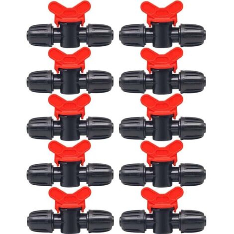 10-teiliges Bewässerungsschaltventil, Bewässerungsrohrventilschalter, Doppel-Stichventil mit Außengewinde, für die Gartenrasenbewässerung, für 16-mm-Schlauch