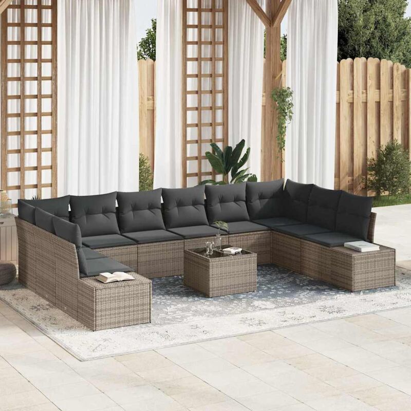 Vidaxl - Garten-sofa-set 11 Pcs Grau 344 X 209 X 85 Cm Poly Rattan