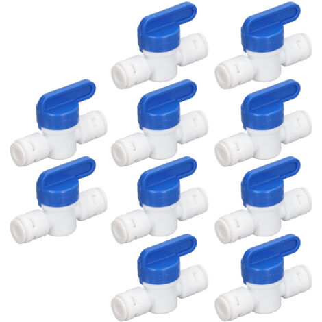 10-teiliges Inline-Kugelhahn-Set, lebensmittelechtes Polypropylen, Ø 6,5 mm für 1/4-Zoll-PE-Rohr