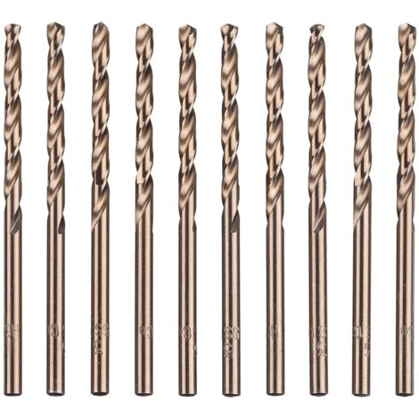 10-teiliges M35 HSS-Kobaltgold-Hochgeschwindigkeitsstahl-Spiralbohrer-Set für metrische Hochgeschwindigkeitsbohrer 3 mm x 63 mm zum Bohren von Edelstahl und Metall