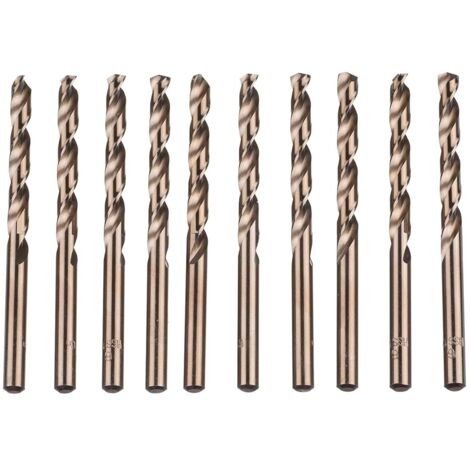 10-teiliges M35 HSS-Kobaltgold-Hochgeschwindigkeitsstahl-Spiralbohrer-Set für metrische Hochgeschwindigkeitsbohrer 6 mm x 93 mm zum Bohren von Edelstahl und Metall