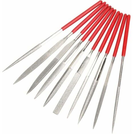 10-teiliges Mini-Diamant-Nadelfeilen-Set mit 2 mm Schaft, 100 mm Diamant-Mehrzweckfeilen-Set, Metallfeile für die Holzbearbeitung