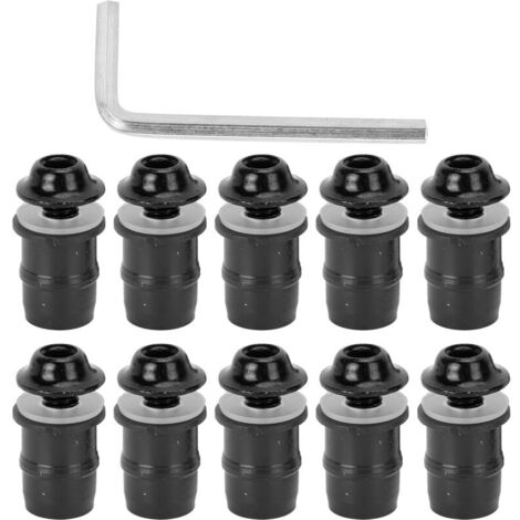 10-teiliges Motorrad-Windschutzscheiben-Schraubenset M5x16mm/0,6in mit Schraubenschlüssel, schwarz