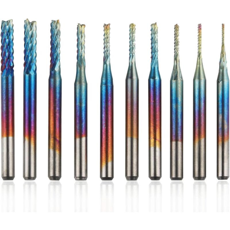 Image of ZVD - 10-teiliges Nano Blue Rotary Burr Set – Wolframkarbid, CNC-Gravurset