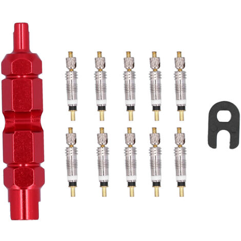 10-teiliges Reparaturset für Mountainbike-Ventile – Auszieher aus französischem Messing (rot)