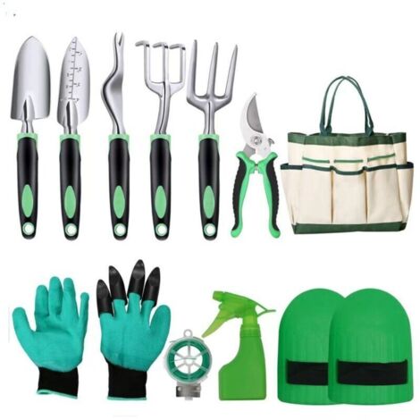 10-teiliges, robustes Gartenwerkzeug-Set aus Edelstahl mit rutschfesten Holzgriffen und Aufbewahrungstasche – Geschenkidee für Frauen, Männer und Gärtner
