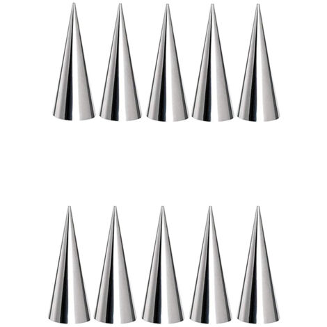 10-teiliges Set aus Edelstahl-Kegelformen für Gebäck, Sahne und Eiscreme in Waffelform, stehende Waffeln