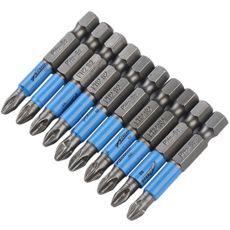 10-teiliges Set Kreuzschlitzschraubendreher-Bits aus robustem Stahl mit rutschfestem Griff