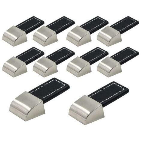 10-teiliges Set Leder-Schubladengriffe, schwarze Schrankgriffe, Ledermöbelgriffe mit Schrauben für Schränke, Küchen und Türen