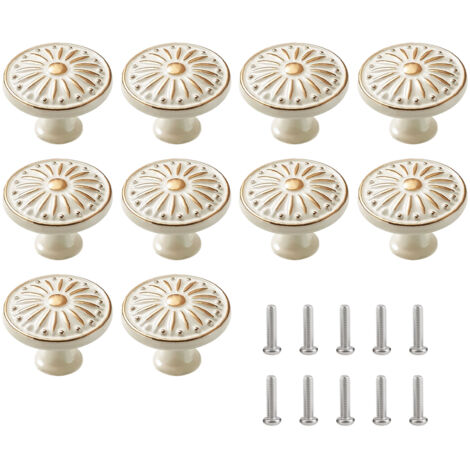 10-teiliges Set Schubladengriffe, 35 mm runde Schubladengriffe, Küchenschrankgriffe (weiß)
