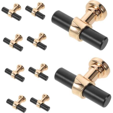 10-teiliges Set schwarzer und goldener Metall-Schrankgriffe, ergonomisches Einloch-Design, Vintage-Griffe für Küche, Schlafzimmer und Kommode, verschleißfeste Oberfläche