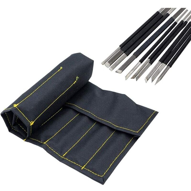Image of 10-teiliges Steinschnitzwerkzeug-Set mit schwarzer Linie aus Hartstahl