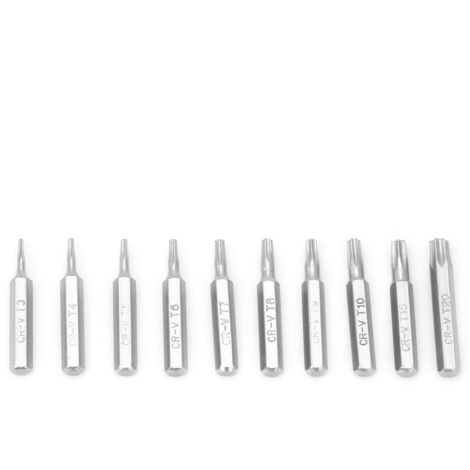 10-teiliges sternförmiges Schraubendreher-Bit-Set, 4 mm, T3 bis T20, für Schraubendreher und Reparaturwerkzeuge