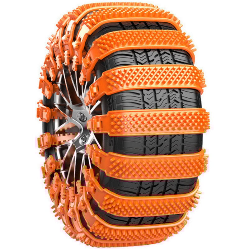 Image of 10-teiliges Universal-Schneekettenset für Pkw, Lkw, SUVs, Schnee und Matsch (orange)