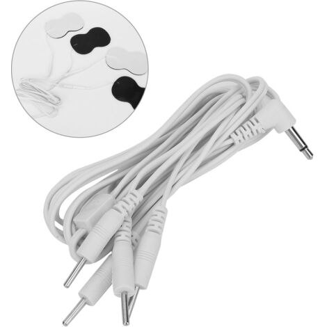 10 TENS-Elektrodenkabel (3,5 mm) zur Elektrostimulation und Schmerzlinderung – Packung mit 10 Kabeln mit 4-in-1-Steckern