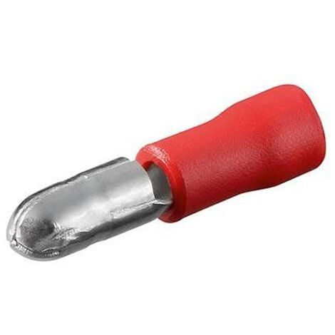 10 Terminales CILINDRICOS MACHO 4mm  - 0,5-1,5mm2 ROJOS