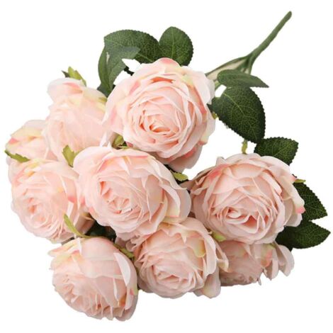 10 têtes de roses artificielles - rose clair - décorations de table et de table de mariage