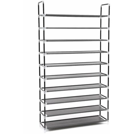 10 Tier For 60 Pairs Of Shoe Rack Standing Storage Organizer Black 100 X 29 X