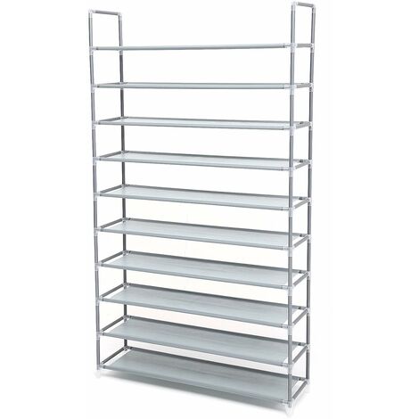 main image of "10 Tier for 60 pairs of Shoes Rack Standing Storage Organizer Grey 100 x 29 x 175cm LSR10G"