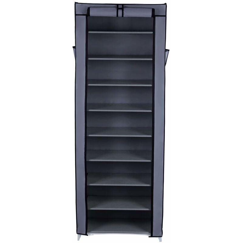 10 Tier Shoe Rack Cabinet For 27 Pairs Of Shoes Standing Storage Organizer 58 X 28 X 160cm Grey Rxj10g