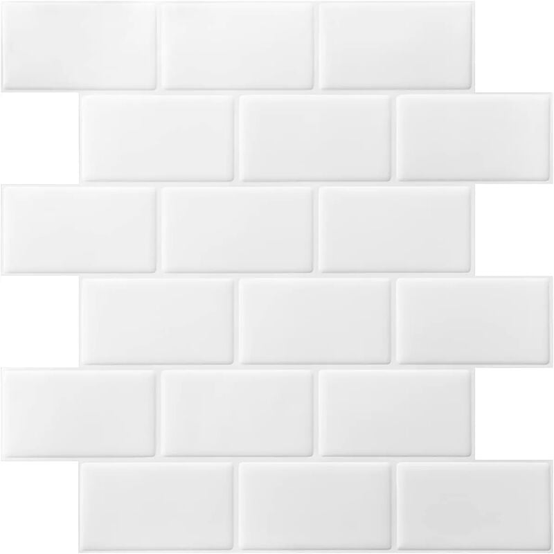 10 Tiles, Adhesive Wall Tiles, Thickened Kitchen, Bathroom, Shower, Kitchen Adhesive Backsplash, Sticky Version, 30x30x0.25cm, White HIASDFLS