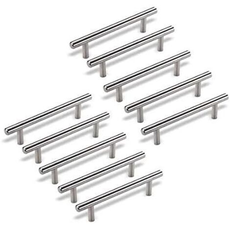 10 tiradores de arco, pomos de puerta, tiradores de cajón y pomos, tiradores de armario de acero inoxidable Ø 12 mm (distancia entre agujeros - 64 mm)