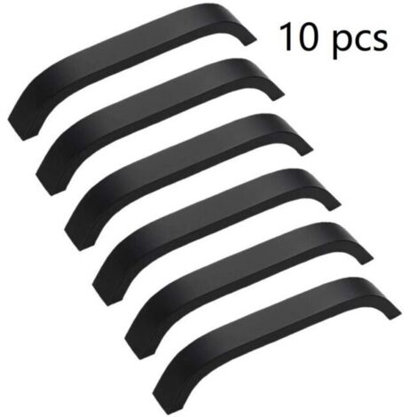- 10 tiradores negros de 128 mm con orificio central y tornillos para cajones de cocina, dormitorio y armarios, de aleación de aluminio