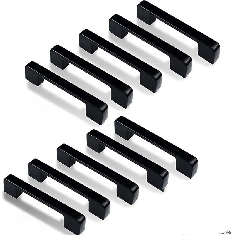 10 tiradores para muebles de cocina, aptos para puertas y armarios, negros, 10,5 x 12 x 22,5 mm