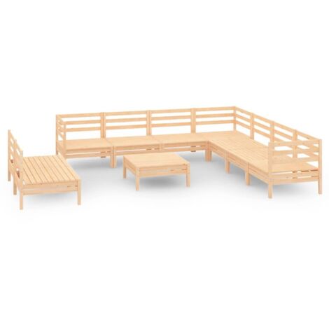 10-tlg. Garten-Lounge-Set Massivholz Kiefer vidaXL