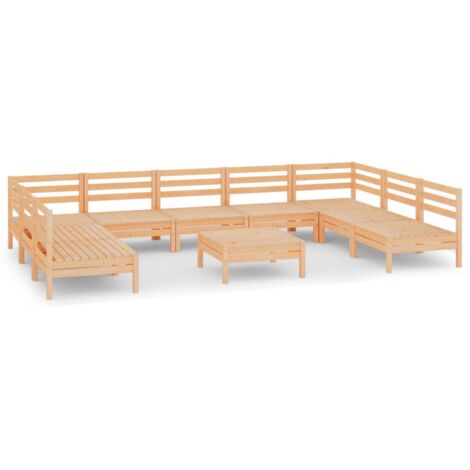 10-tlg. Garten-Lounge-Set Massivholz Kiefer vidaXL