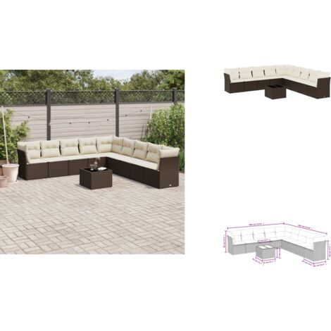10-tlg. Garten-Sofagarnitur mit Kissen Braun Poly Rattan - Garten Sofagarnitur - Garten Sofagarnituren - Outdoor Sofagarnitur - Sofagarnitur Terrasse